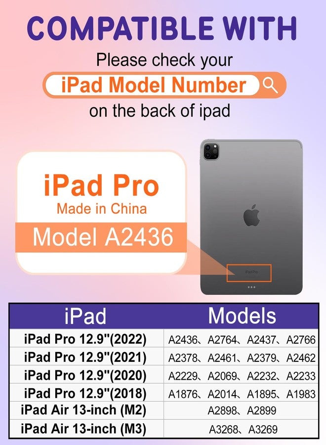 Kidcube for iPad Air 13 Inch Case M3 2025/M2 2024, for iPad Pro 12.9 Cases (2022/2021/2020/2018) - Women Girls Cute Folio Cover with Pencil Holder Girly Kawaii Flower Floral Design Rotating Stand Teen - Image 2